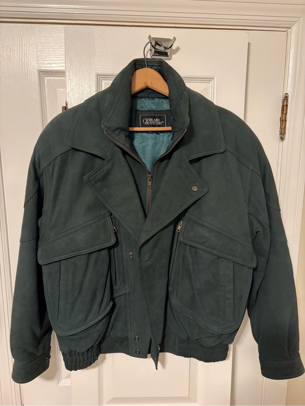 Men's Vintage Overland Outfitters Dark Green Suede Bomber Jacket